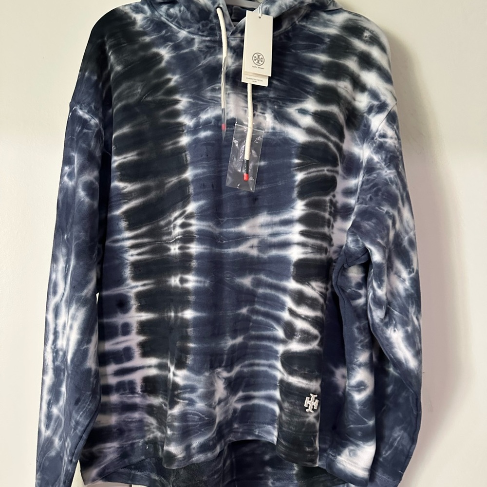 Tory Sport Blue Tie-Dye Hoodie